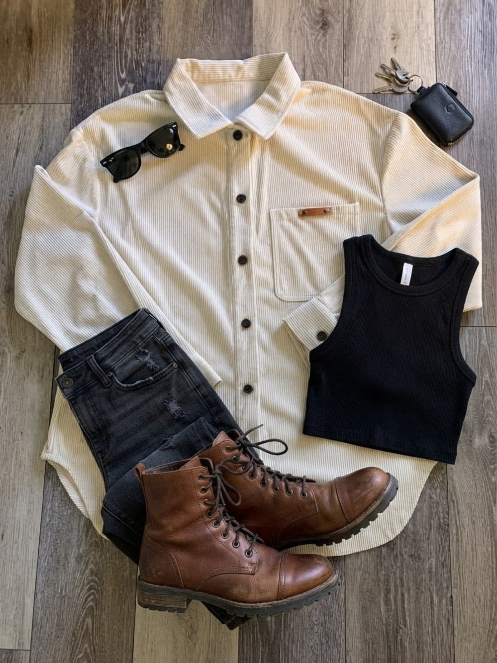 Women’s Oversized Neutral Cream Corduroy Shirt Shacket